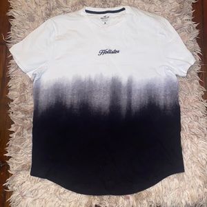 Hollister Black White Fade Curved Hem Tee